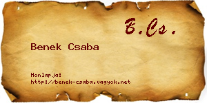 Benek Csaba névjegykártya